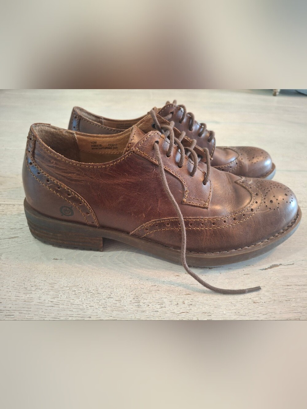 Born Brown Leather Brogue Derby Shoes